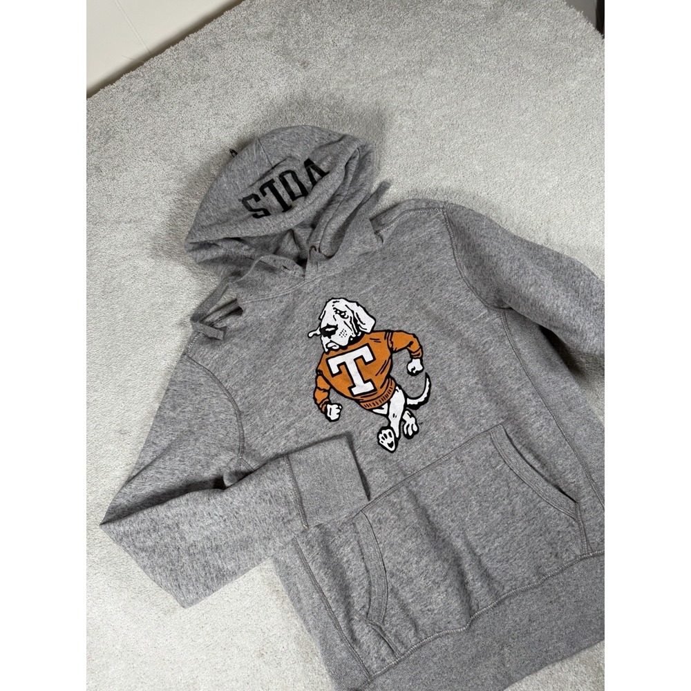 Tennessee Vols Tailgate Hoodie Mens S Gray "Smokie" Mascot Fleece Drawstring
